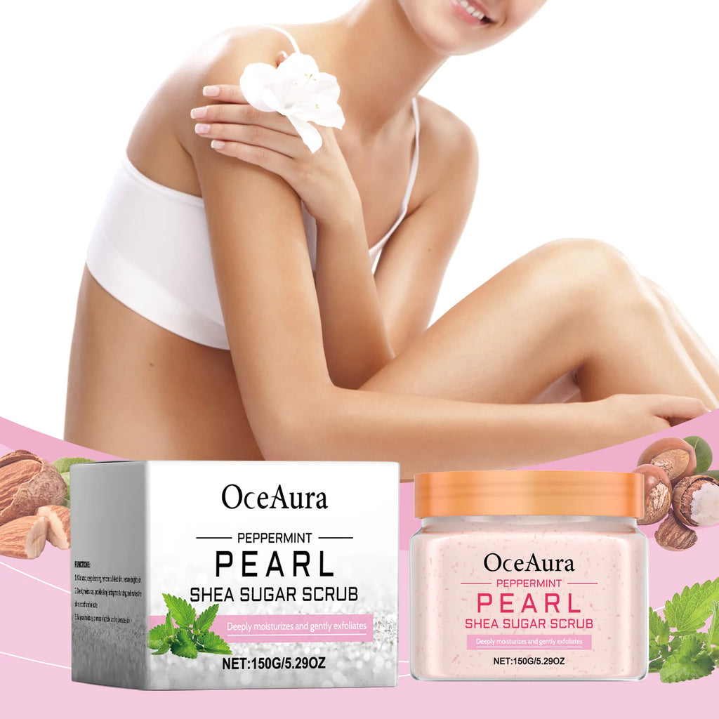 Mint & Pearl Body Scrub - Moisturizing Body Scrub for Smooth Skin, Deep Cleansing and Long-Lasting Hydration Vue