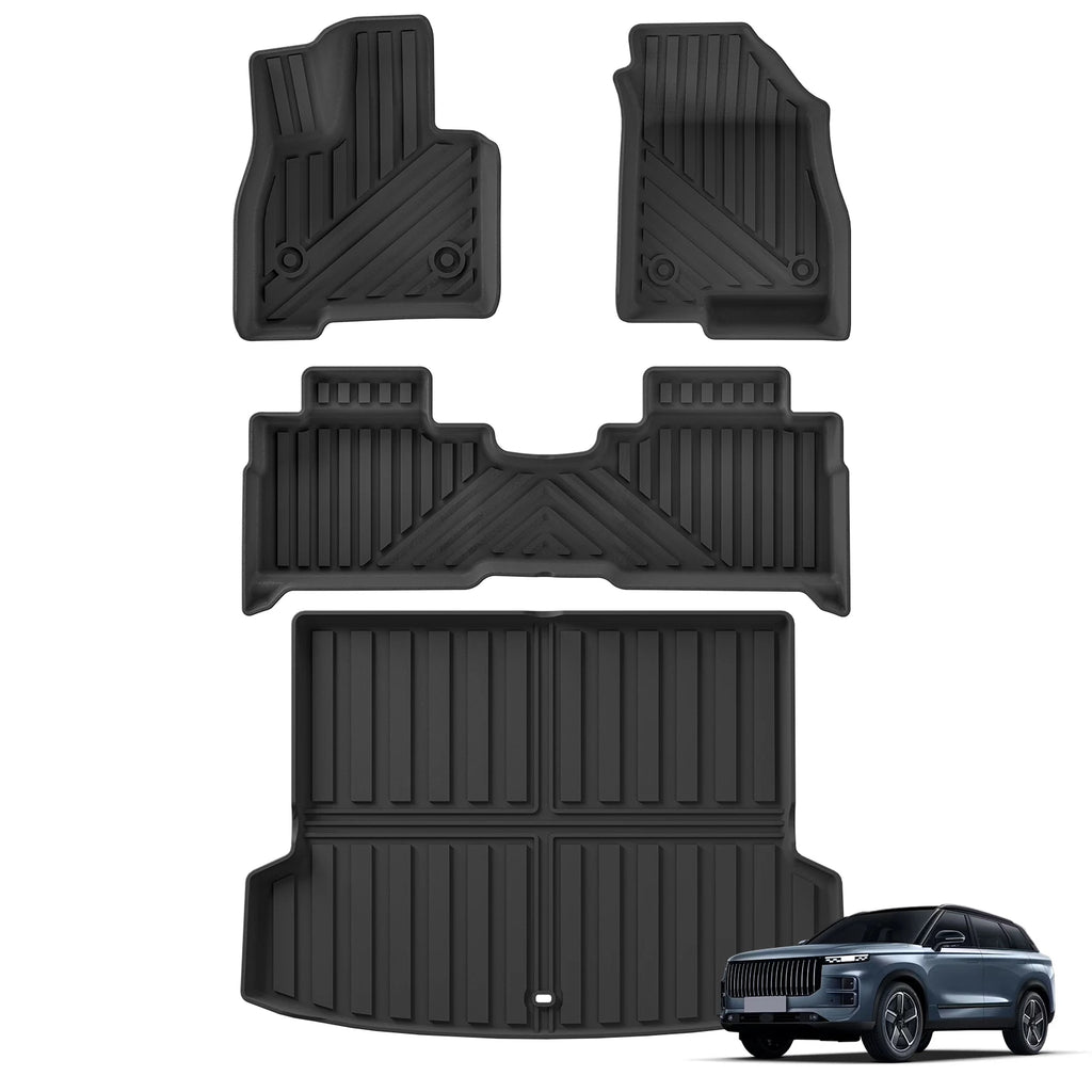 Smabee Left Drive for Chery Explore 06/JAECOO J7 PHEV 2024-2026 (SHS Hybrid Only) Car Floor Mats Trunk Pad TPE All Weather Black Vue LHD 4PCS PHEV version