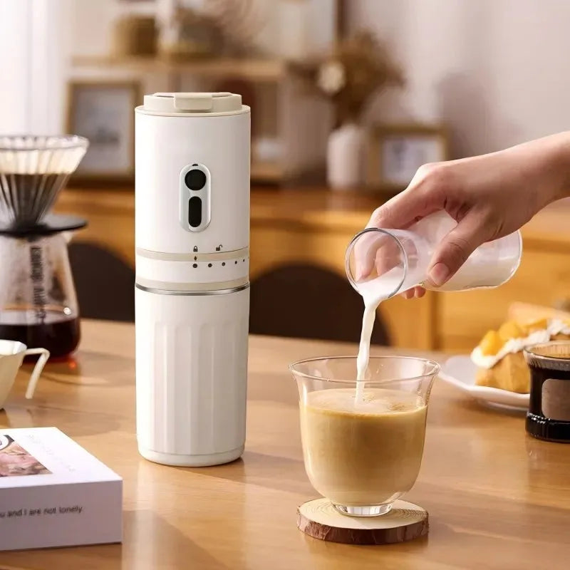 All-in-One Coffee Maker Travel-Friendly Handheld Espresso Machine with Built-in Grinder Mini Pour over Cup for Home And Outdoor Vue