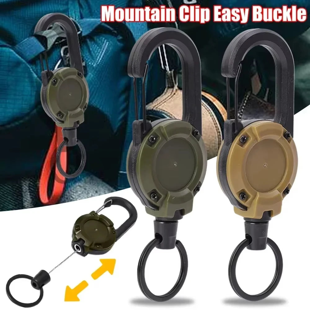 1/5pcs Heavy Duty Retractable Pull Badges ID Reel Carabiner Key Chain Steel Wire Rope Buckle Key Holder Outdoor Keychain Tools Vue