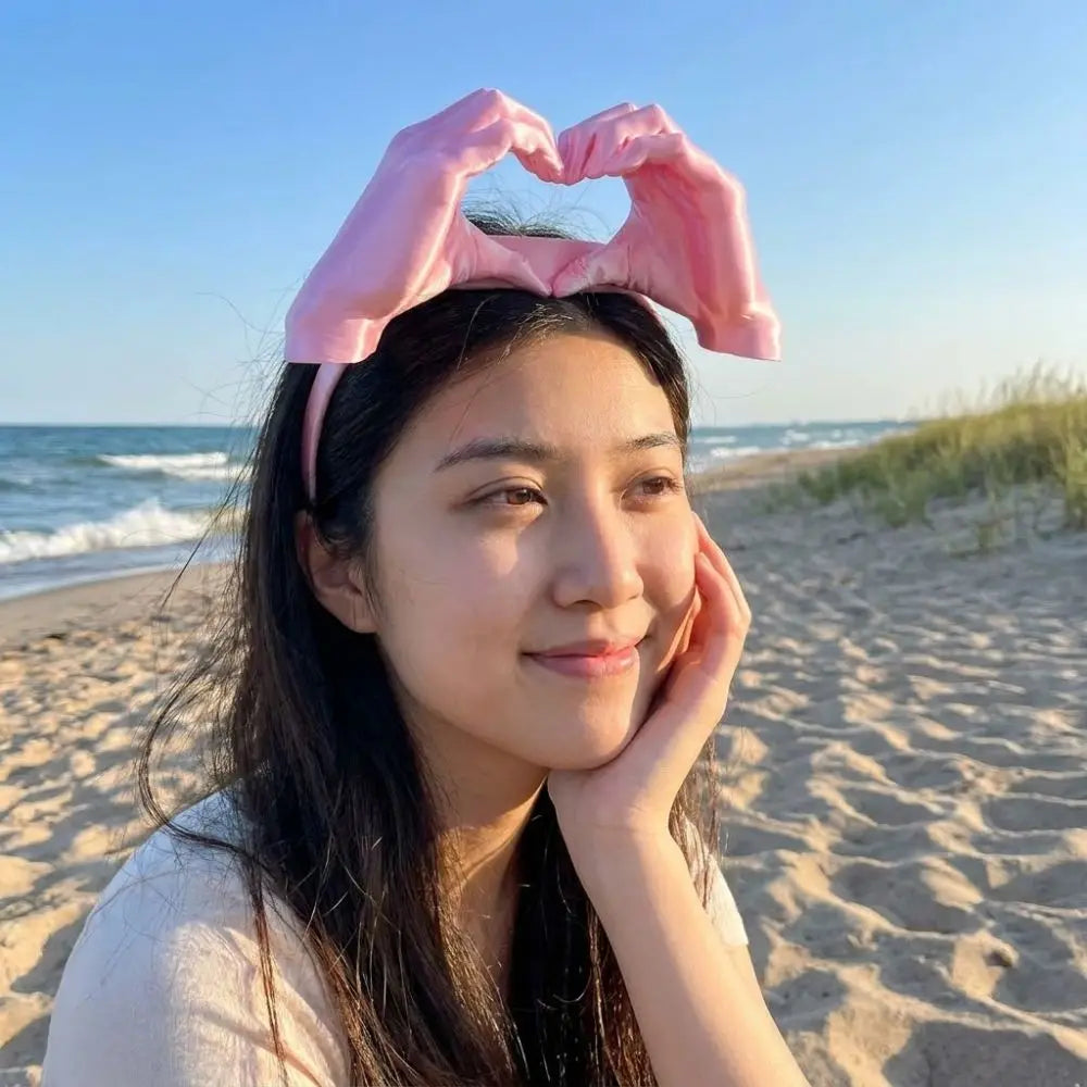 3D Printing Palm Sun Hat Funny Heart Hands Palm Sunshade Headband Adjustable UV Protection Outdoor Beach Hat Beach Party Vue