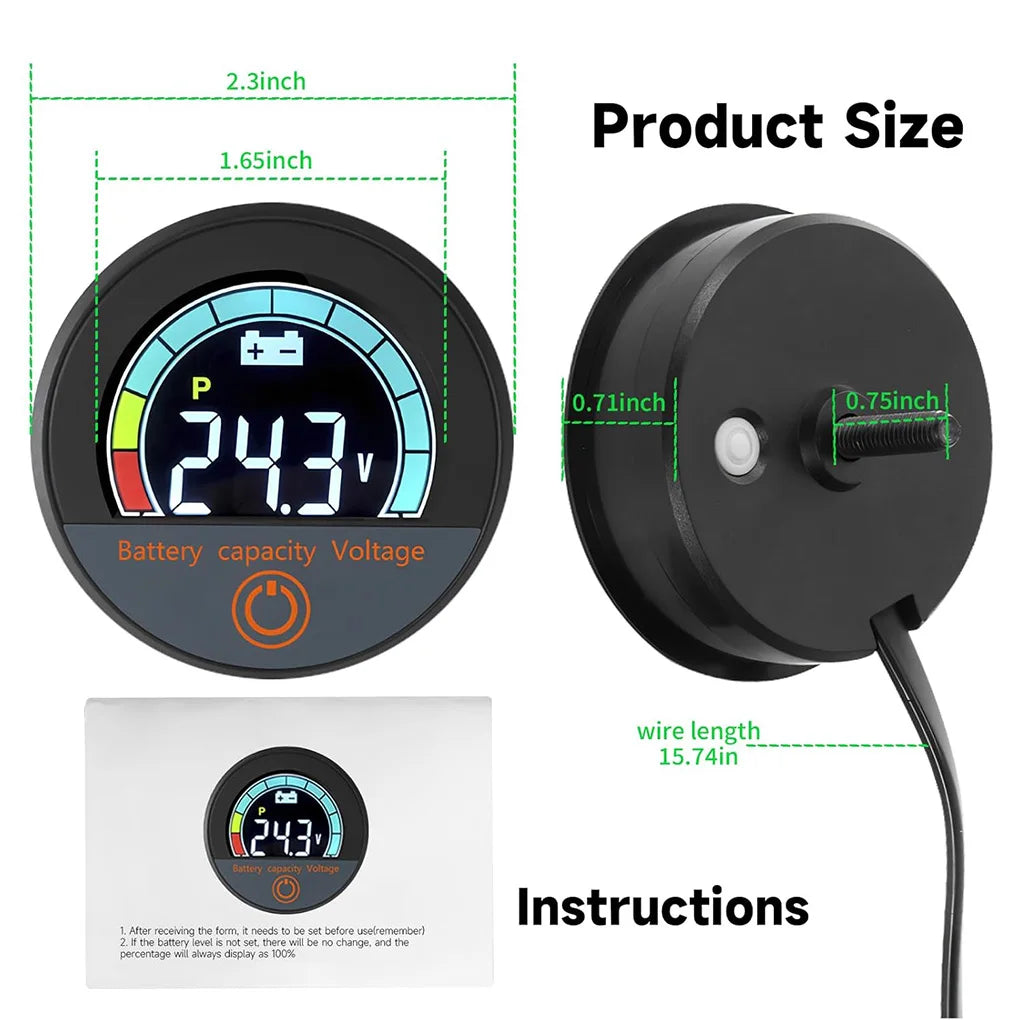 LCD Battery Voltage Meter DC 8-100V Waterproof Digital Gauge Digital Voltage Meter Vue