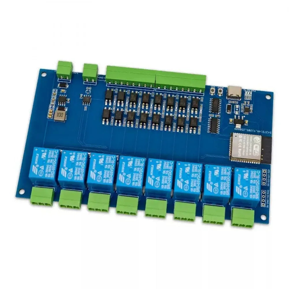 ESP32 Modbus 8-channel Relay Module RS485 8 Way Input 8 Way Output Optocoupler Isolation 9-24V Power Supply with WiFi/Bl-uetooth Vue