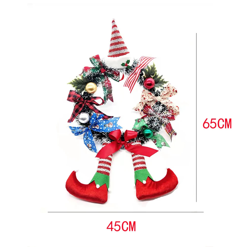 Cartoon Christmas Wreath Clown Bows Door Wreath Cute Ornament Christmas House Wall Hanging Wreath new year Christmas Decoration Vue