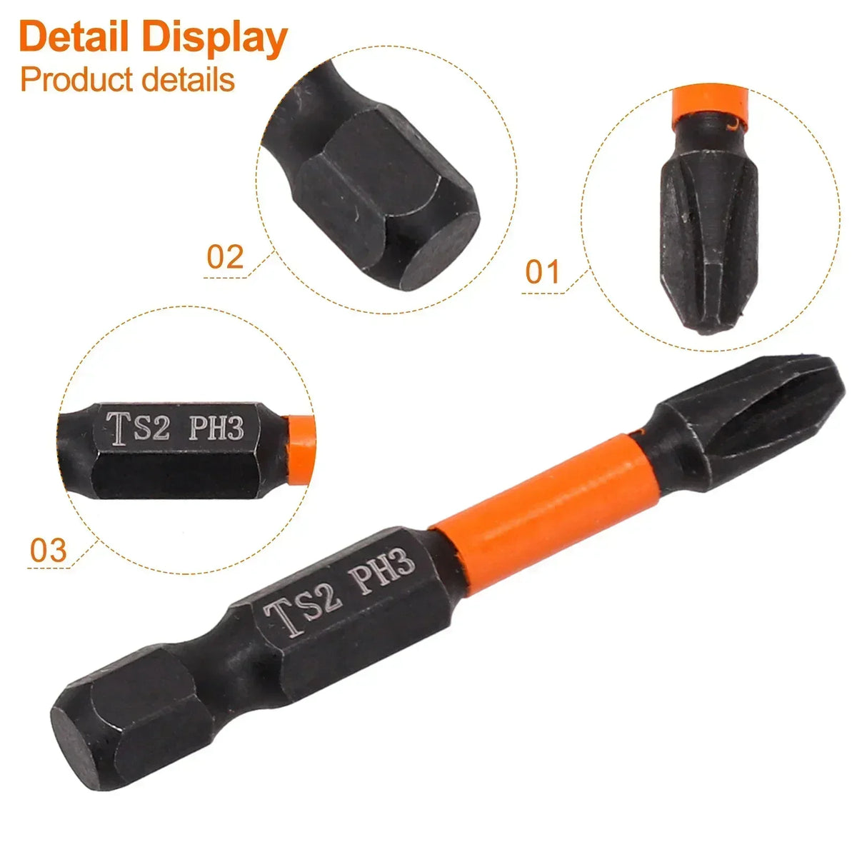 50mm Magnetic Screwdriver Bit 1/4" Hex | PH PZ Drive Types Screwdriver Bit Vue