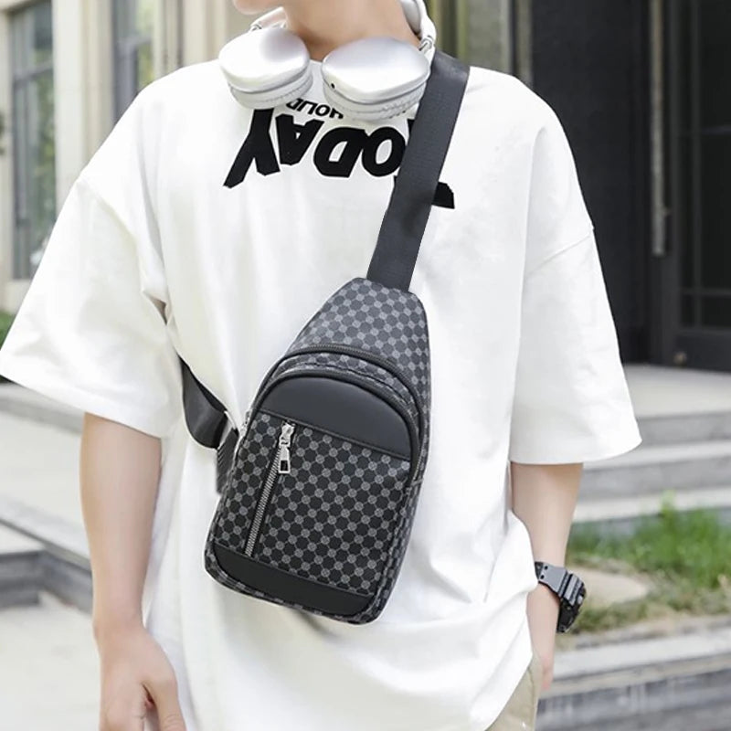 Neutral Functional Chest Bag Women Men Patchwork Dot Design Suitable