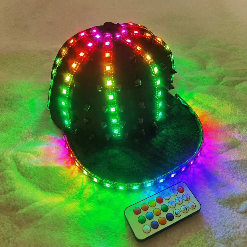 Halloween Decor Party LED Luminous Baseball Cap Festival Hip Hop Hat Holiday Event Christmas Costume Supplies Vue Style B