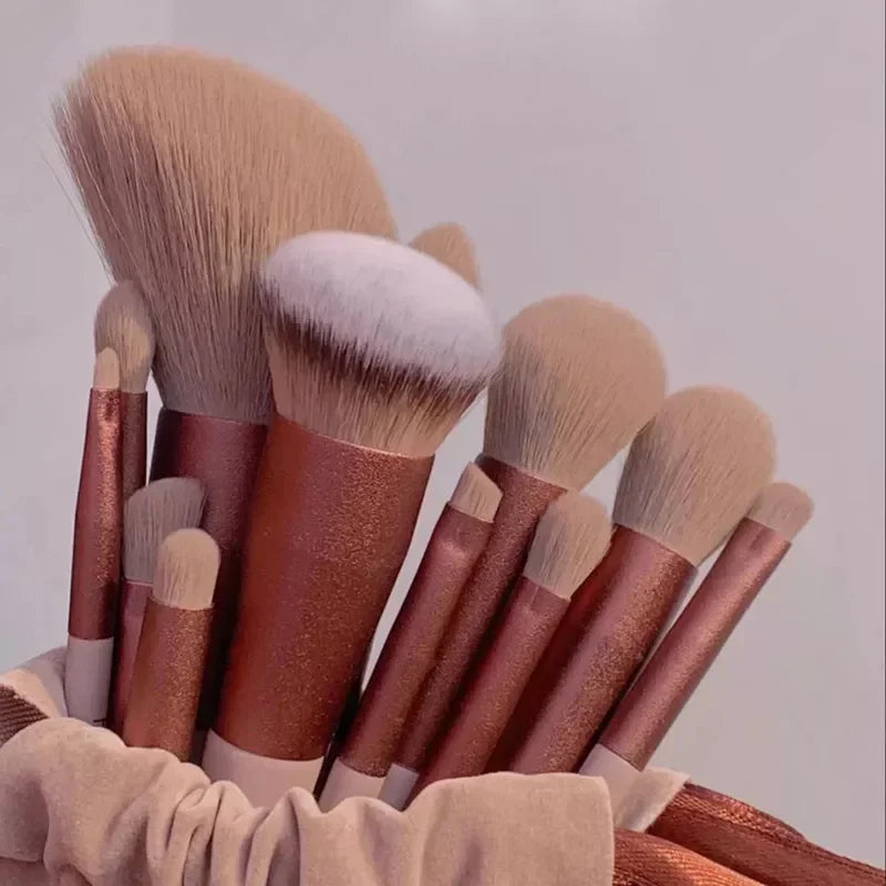 13 PCS Makeup Brushes Set Eye Shadow Foundation Women Cosmetic Brush Eyeshadow Blush Beauty Soft Make Up Tools Bag Vue