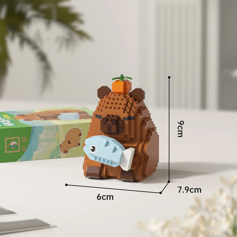 Lovely Cartoon Animals Nanobricks Capybara Micro Diamond Block Construction Model Building Bricks Educational Toys For Kids Gift Vue fish