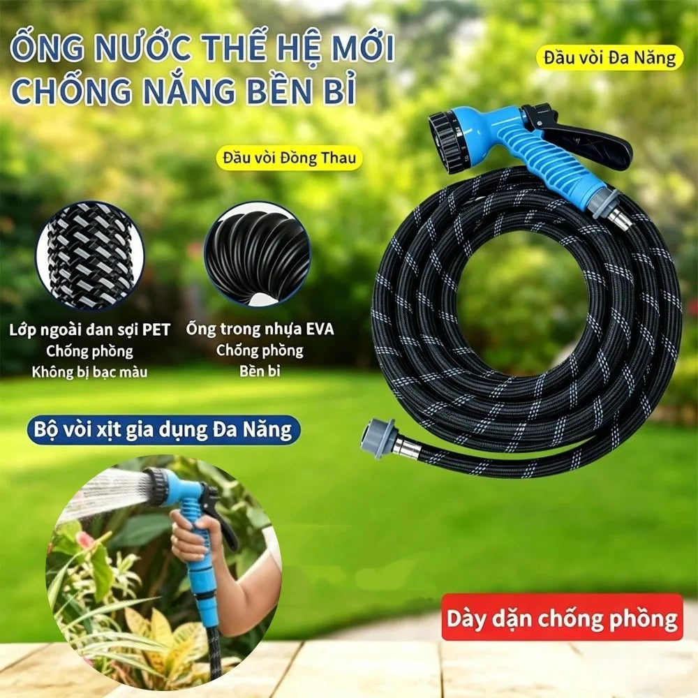 5-30M Garden Hose with Spray Nozzle Non-Clogging 7 Functions Automatic Watering Misting Kit Flexible Leak-Proof Spray Water Hose Vue