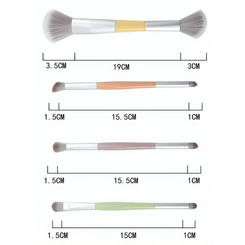 4Pcs Dual Ended Makeup Brushes Set Soft Synthetic Hair Contour Eyeshadow Brushes Travel Cosmetic Makeup Tools Face Cosmetics Vue