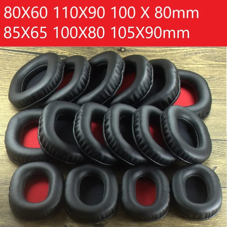 Square Oval Headphone Earpads Replacement Soft Leather Memory Foam Ear Pads Cover 80X60 100 X 85 110X90mm Full Size Earpads Vue 85mm X 65mm black