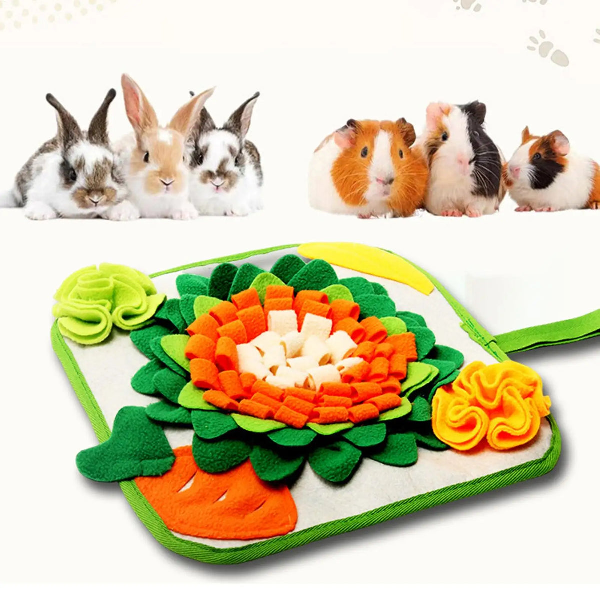 Rabbit Sniffing Pad Mental Stimulating Snuffle Mat for Bunny Cats Hamster Smell Training Toy Home Cage Hutch Playtime Training Vue