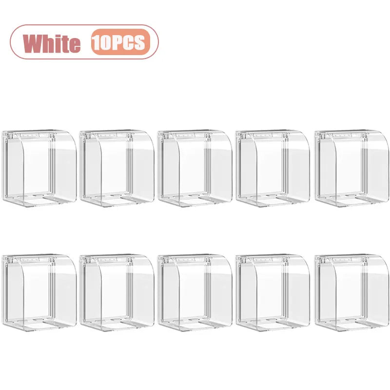 1-20PCS Universal Splash Proof Waterproof Box Cover for Bathroom Outlet Switch Protector for Shower Socket Shield Removal Vue White-10PCS