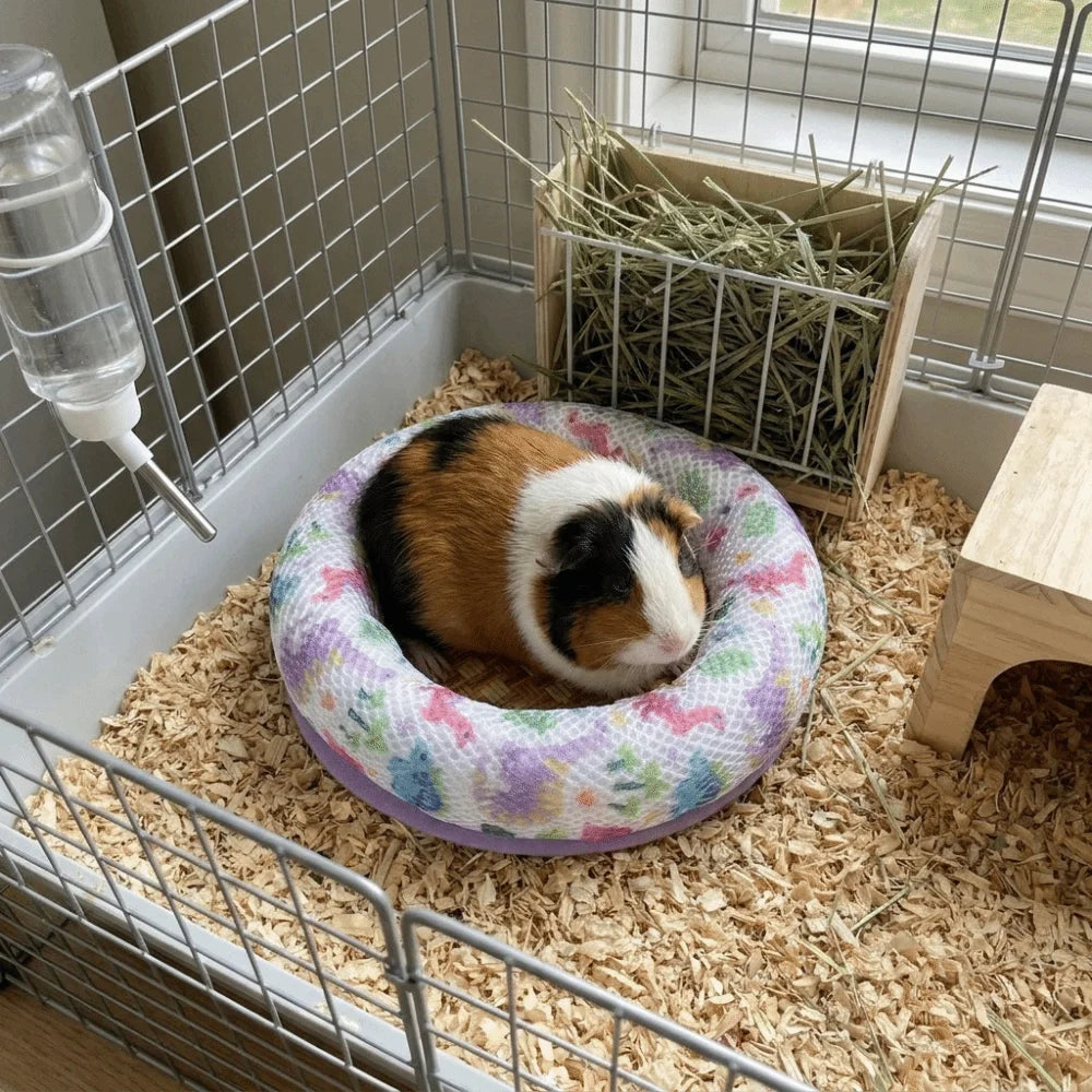 Cute Breathable Hamster Cooling Bed Non-Slip Bottom Round Pet Sleeping Mat Comfortable Soft Summer Hamster Pad Cage Accessory Vue