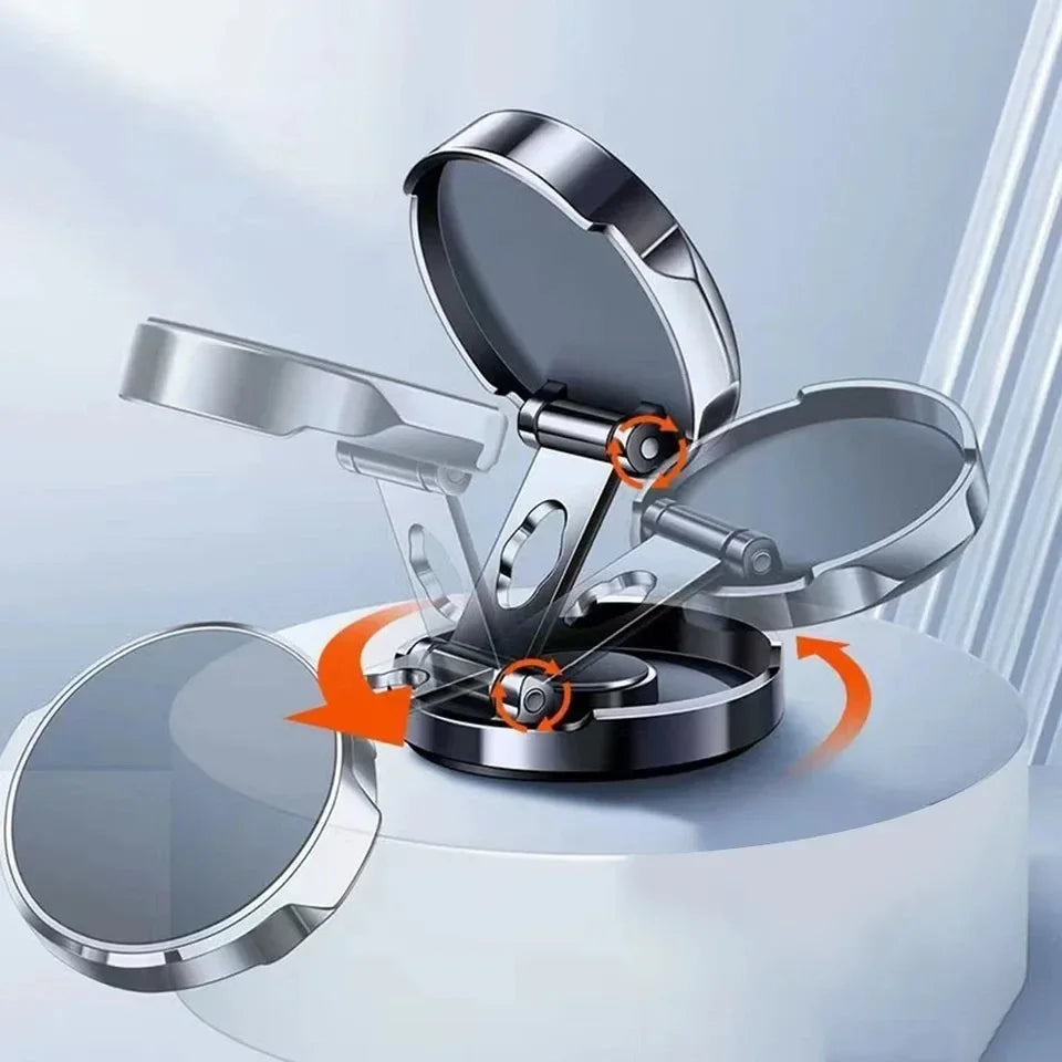 Car Mobile Phone Stand 720 Degree Rotation Metal Magnetic Suction Foldable Round Bracket Support for Universal Phones Holder Vue