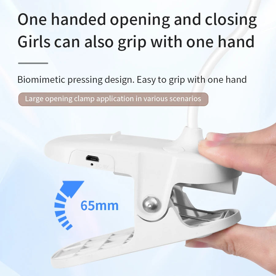 Portable Rechargeable Led Night Light Bedside Table Desk Lamp for Office Student Reading Book Eye Protection with Folding Clamp Vue