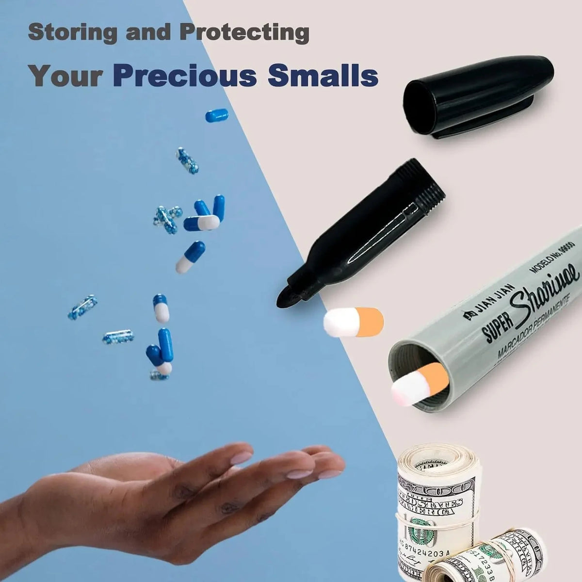 New High-quality Fake Black Markers Pen Sight Diversion Safe Container For Home Office Hiding Cash Necklace Money Small Valuable Vue