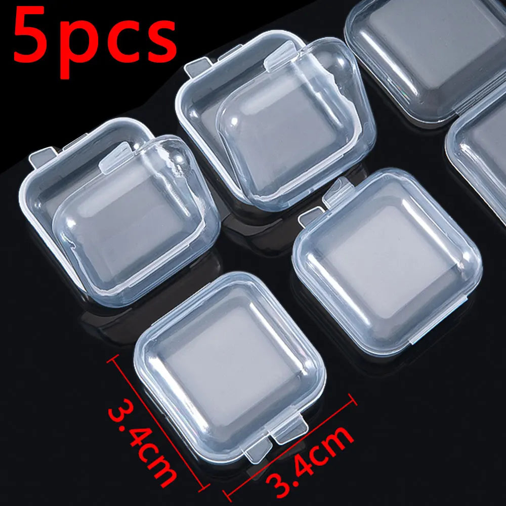 5/20PCS Mini Plastic Storage Box Transparent Jewelry Storage Box Container Portable Earring Ring Earplugs Packaging Storage Case Vue A0277-5pcs 3.4cmX3.4cm