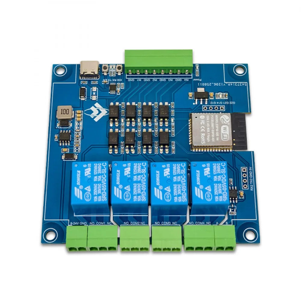 DC9-24V ESP32 Modbus RTU Four Channel Relay Module RS485 Development Board MODBUS Protocol Optocoupler Isolation Relay Board Vue