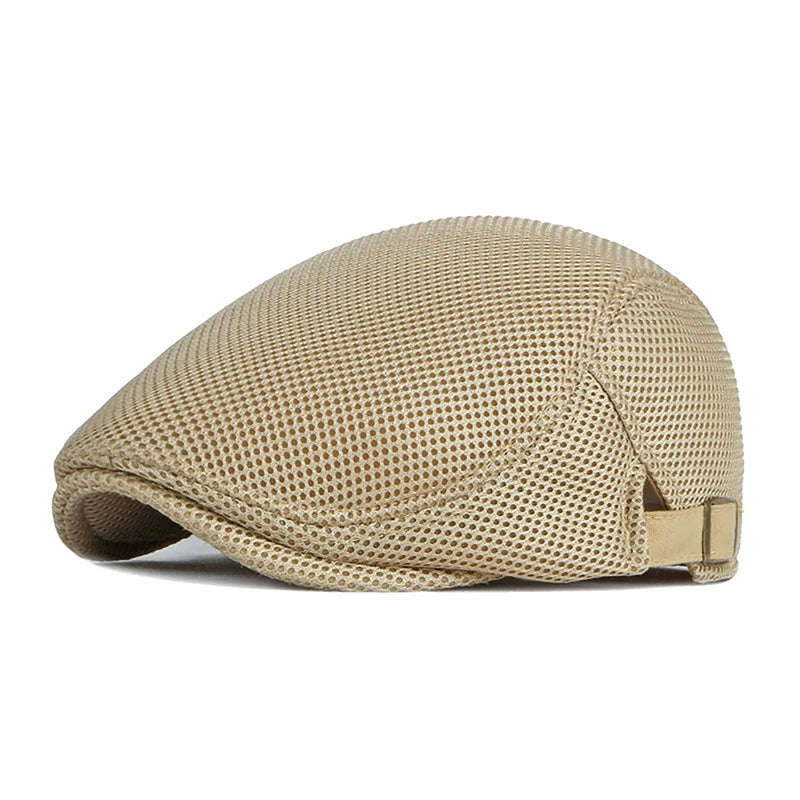 1Pc Men's Casual Hat Berets Caps For Spring Summer Autumn Flat Cap Breathable Mesh Cap Flat Peaked Beret Hats Golf Hat Vue Khaki