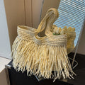 Casual Tassel Woven Women Shoulder Bags Handmade Fringe Lady Handbags