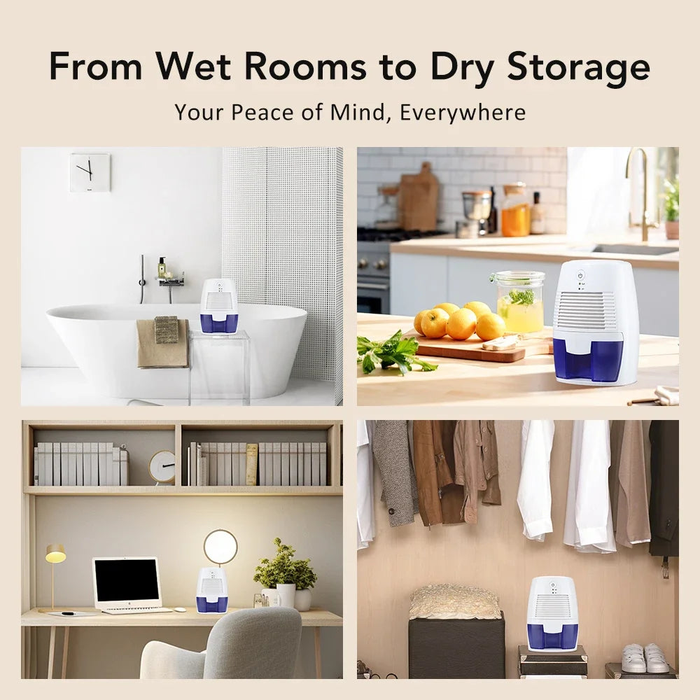 Mini Home Dehumidifier Portable Bedroom Quick Moisture Air Dryer Mute Absorber Bathroom Closet Dehumidifier Desiccant USB Plug Vue