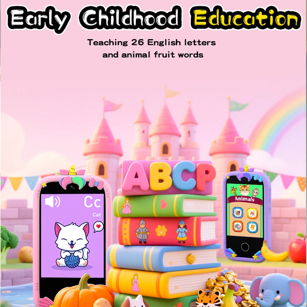 Kids Smartphone Toy with 18 Puzzle Games Camera MP3 Player, Learning Phone for Boys Girls Cell Phone Gift for Birthday Christmas Vue