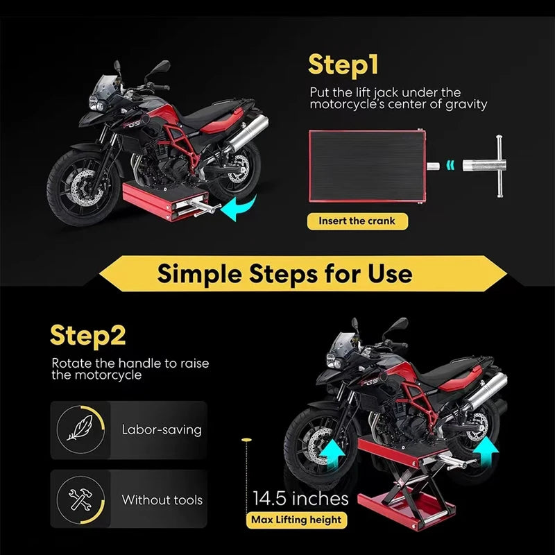 Motorcycle Lift Table 1100 Lbs Heavy Duty Hydraulic Lift Steel Dirt Bike ATV Wide Deck Scissor Lift Jack Table Foot Stand Jack Vue