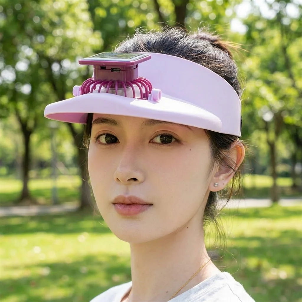 Breathable Summer Fan Sunhat Sun Protection Strong Wind Solar Fan Cap Summer Activity Wide Brim Fisherman Hat Usb/Solar Powered Vue