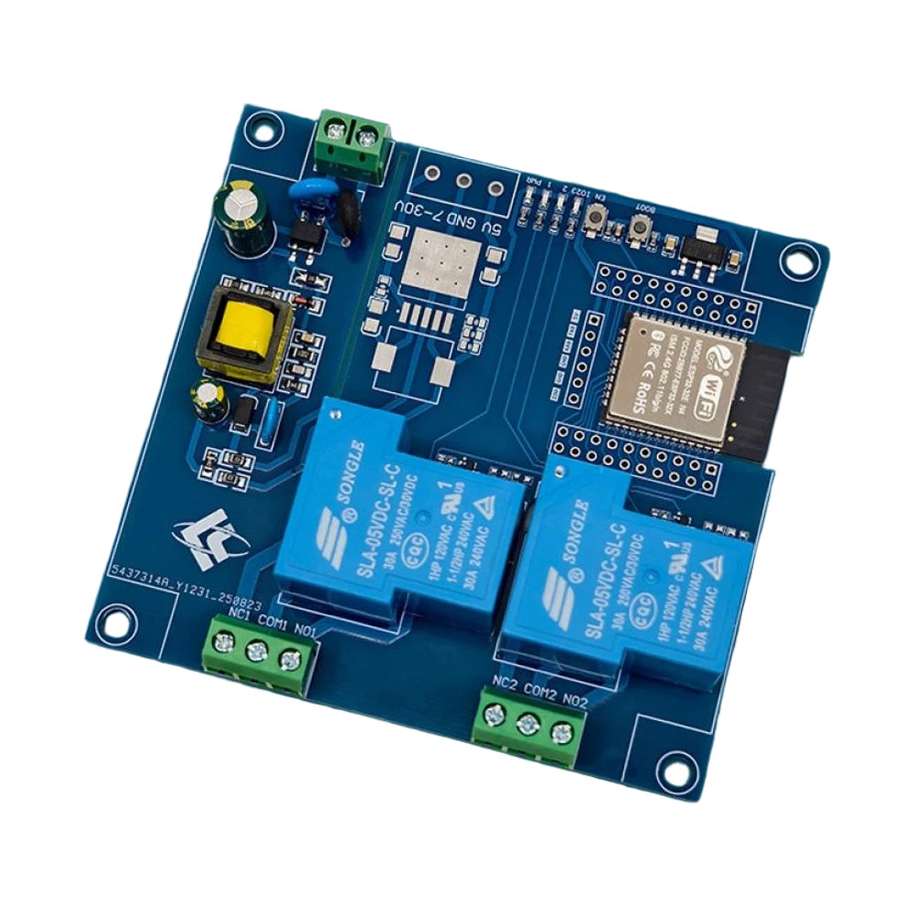ESP32 Dual-channel 30A Relay Module Support Remote Control Blue-tooth WiFi Development Board AC220V Powered UART Pin Reserved Vue