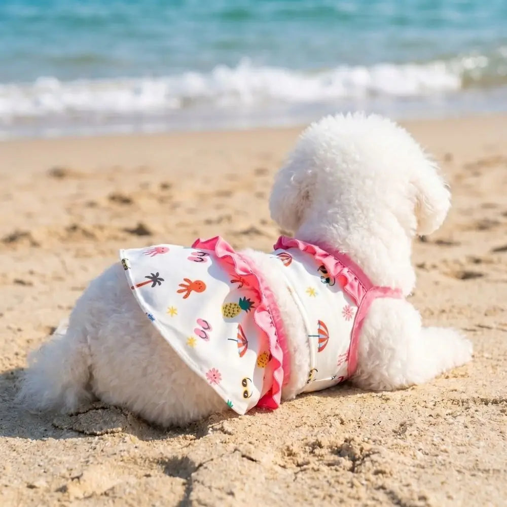 Pet Summer Clothes Cartoon Print Pet Swimsuit Soft Comfortable Dog Bikini Vest Thin Breathable Cat Suspender Skirt Summer Vue