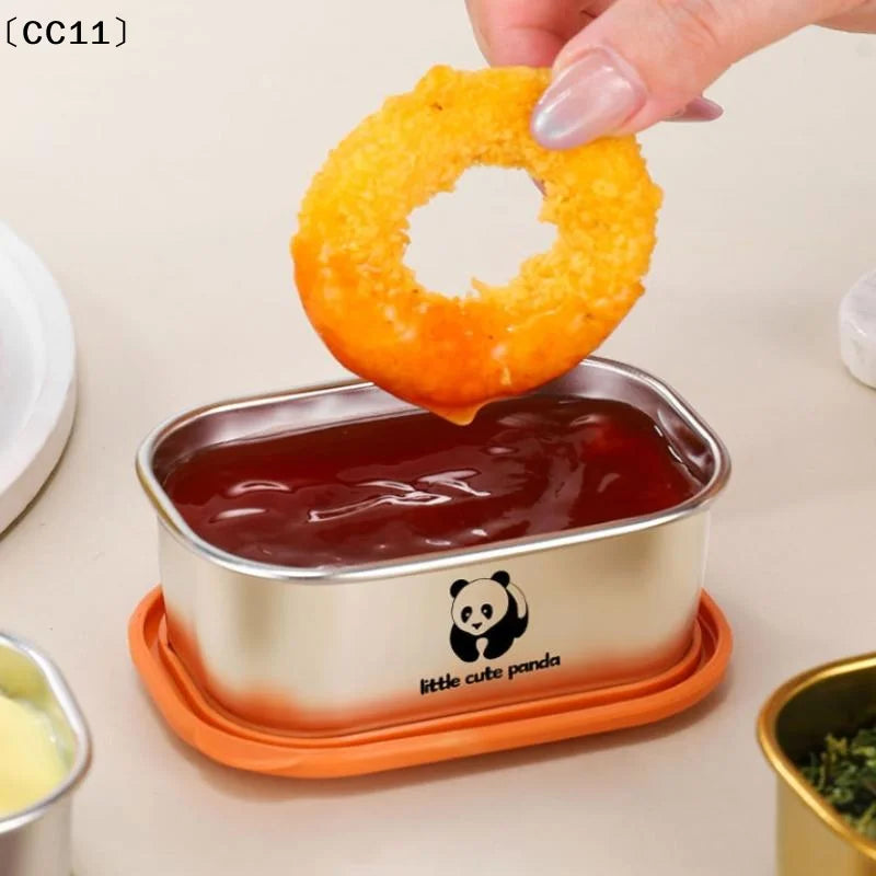 140ml With Sealed Lid Seasoning Box Leak-proof 304 Stainless Steel Sauce Cup Durable High Quality Condiment Containers〔CC11〕 Vue