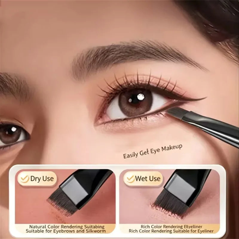 2 in 1 Angled & Silicone Brow Brush with Cap Multi-function Brow Definer & Eyeliner Brush Multi-use Brow & Eyeliner Makeup Tool Vue