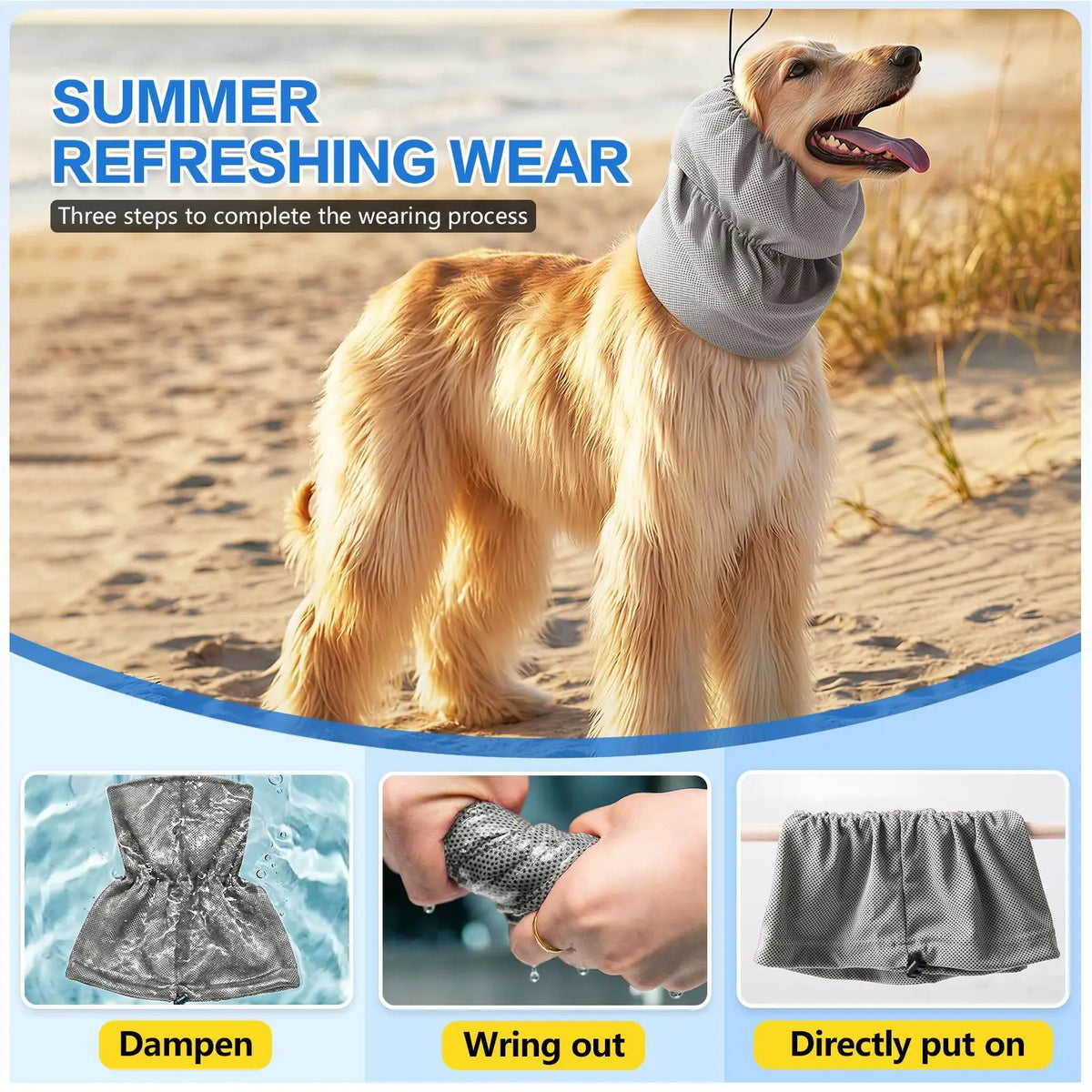 Adjustable Elastic Comfortable Dog Headband Cooling Ear Covers for Puppy Small Medium Large Breed Indoor Outdoor Home Summer Vue