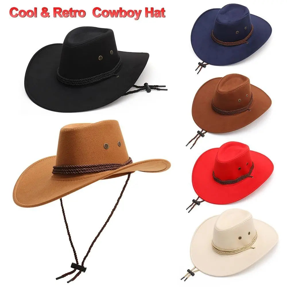 Fashion Western Cowboy Hat Ethnic Large Brim Felt Fedora Hats