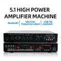 AV-369BT Bluetooth 5.1 Sound Speaker AMP,Stereo Audio Amplifier Receiver, 6 Channel Home Theater Audio Stereo System Components Vue US Plug