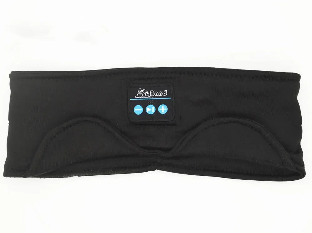 Wireless Bluetooth Headband and Sleep Eye Mask 2-in-1 Running Sports Elastic Sweat-proof for Listening to Music and Sleeping Vue Black