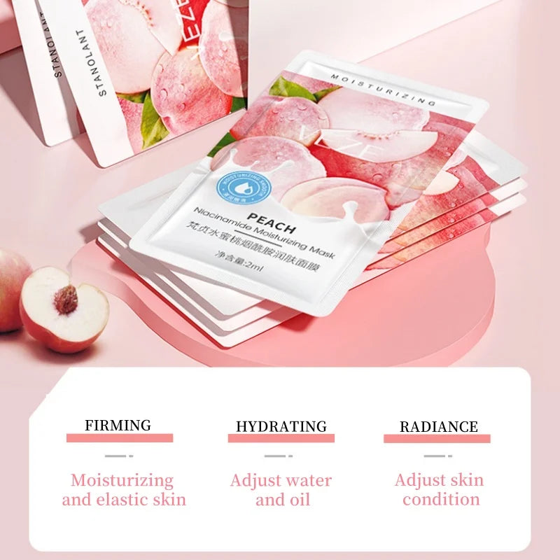 1 Box/30 Packs - Peach Sleeping Mask, Moisturizing and Smoothing the Skin, Leaving It Delicate and Youthful, Portable and Suitable for Home and Travel. Vue