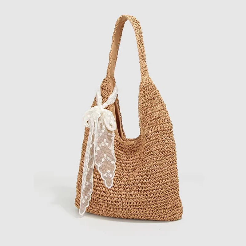 Women Straw Woven Bag Fashion Shoulder Large Capacity Tote