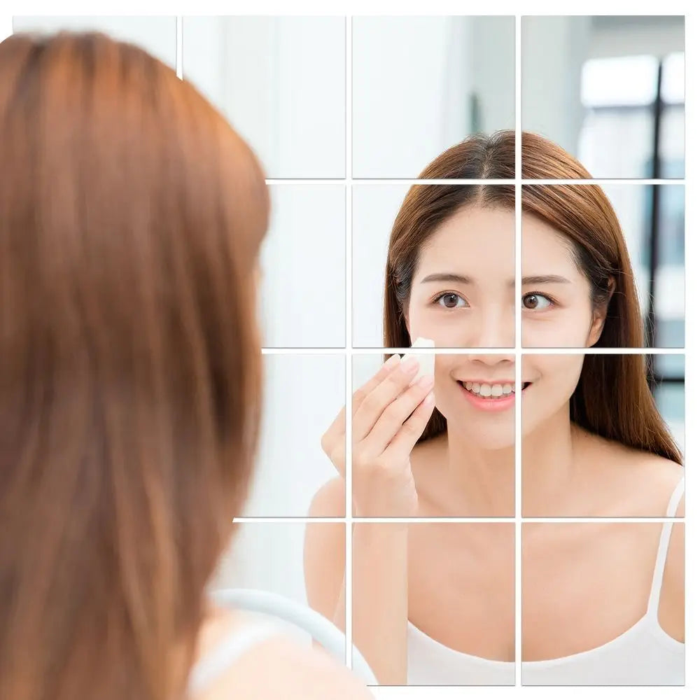 Unbreakable Flexible Mirror Sheets Large Size Non Glass Square Wall Mounted Mirror Frameless Cuttable Mirror Stickers DIY Craft Vue
