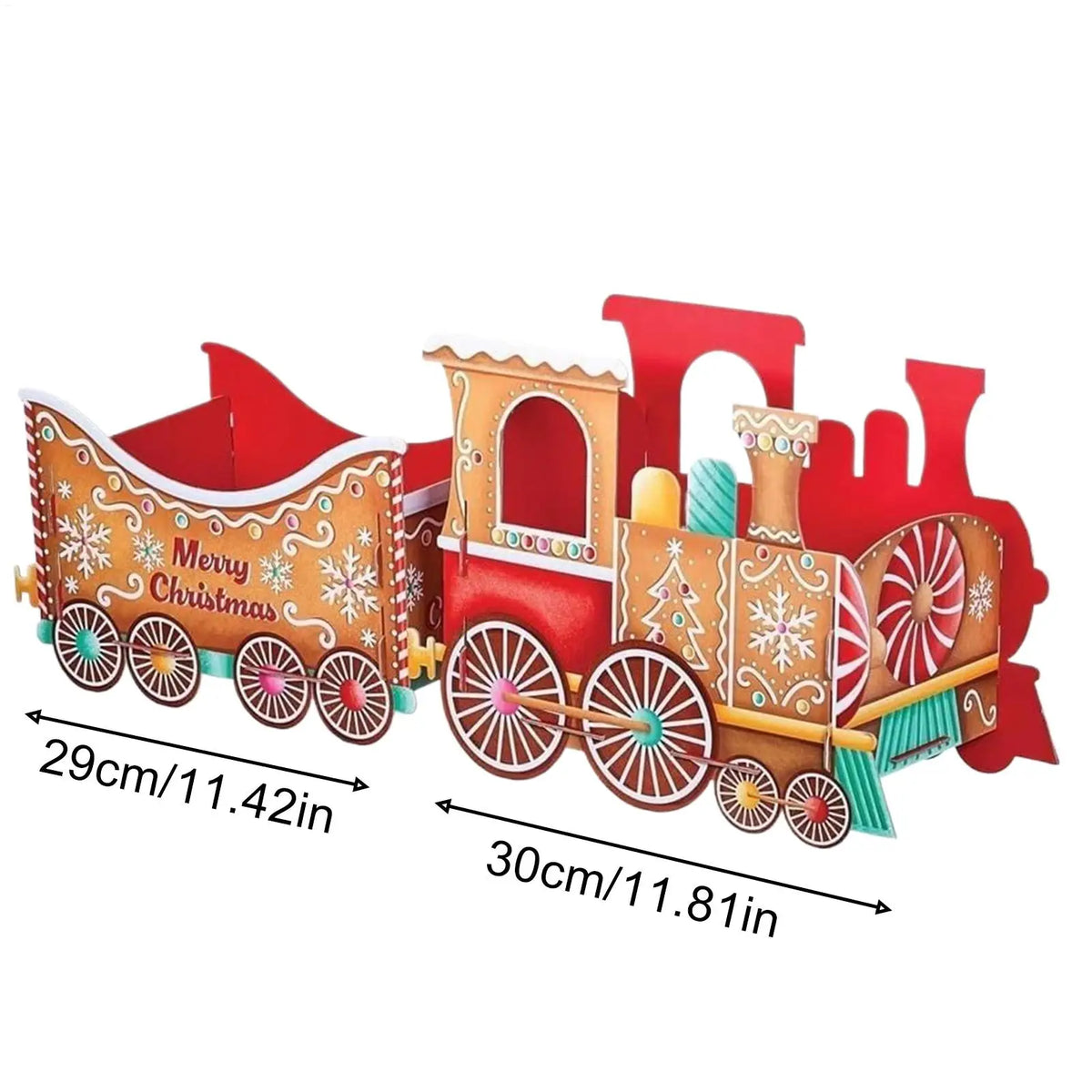Gingerbread Christmas Train Box Holiday Decor for Mantel, Desk, Home & Party Festive Decorative Storage for Office, Living room Vue