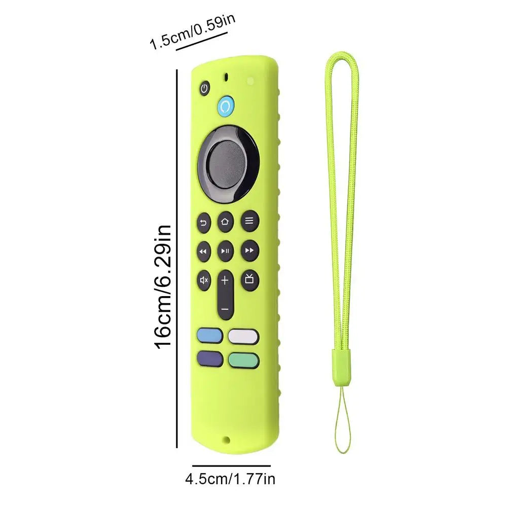 Silicone TV Remote Control Case Protector Case Cover For All-new Amazn Fire TV Stick 4K Shockproof Anti-fall Dustproof RC Cover Vue Fluorescent Green