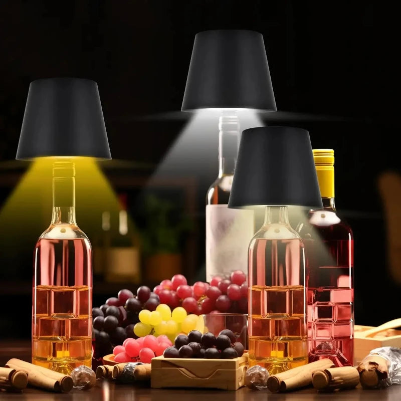 Wireless Bottle Table Lamp Touch Control 3 Colors and Stepless Dimming Night Lamp for Outdoor Bar Wine Bottles Decor Desk Lights Vue