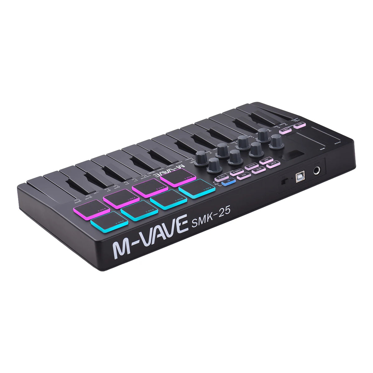 MIDI Keyboard Controller Beat Maker Machine Rechargeable 25 Keys MIDI Keyboard Portable Arranging Strike Pad RGB Backlight MIDI Vue