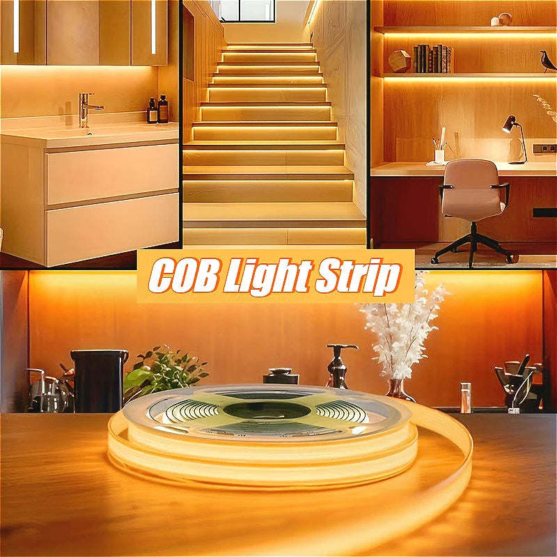 COB LED Lights Touch Dimmer Flexible Diode Tape COB Lights Strip 5V USB Powered for Cabinets TV Backlight Room Decor Vue