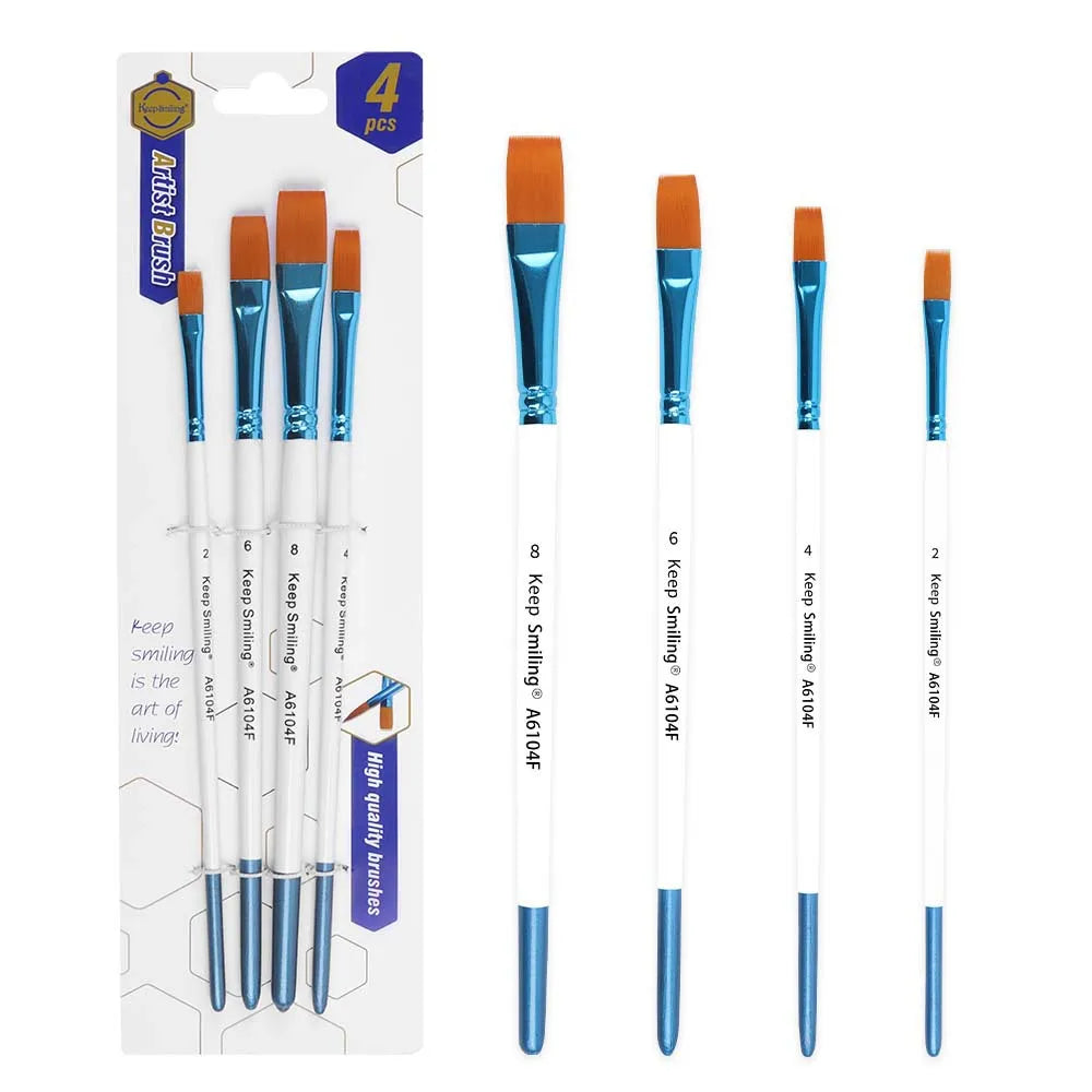 Professional Face Body Art Brush Nylon Artist Brush for Painting Acrylic Oil Watercolor Gouache Vue HS-4-FLAT China Mainland