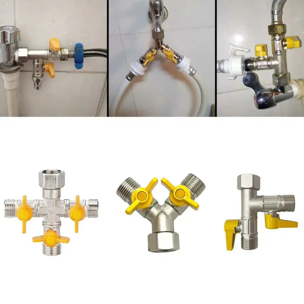 2/3 Switch Brass Diverter Valve Rustproof 1/2" Hose Barb Y Shaped Ball Valve Thickened Easy To Install 3 Way Shut Off Valve RV Vue