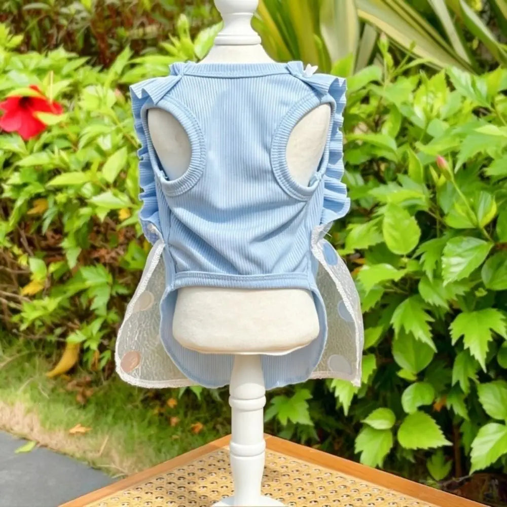 Cute Point Pattern Pet Bubble Skirt Thin Breathable Pet Princess Dress Skin-friendly Soft Sun Protection Costume Bichon Vue