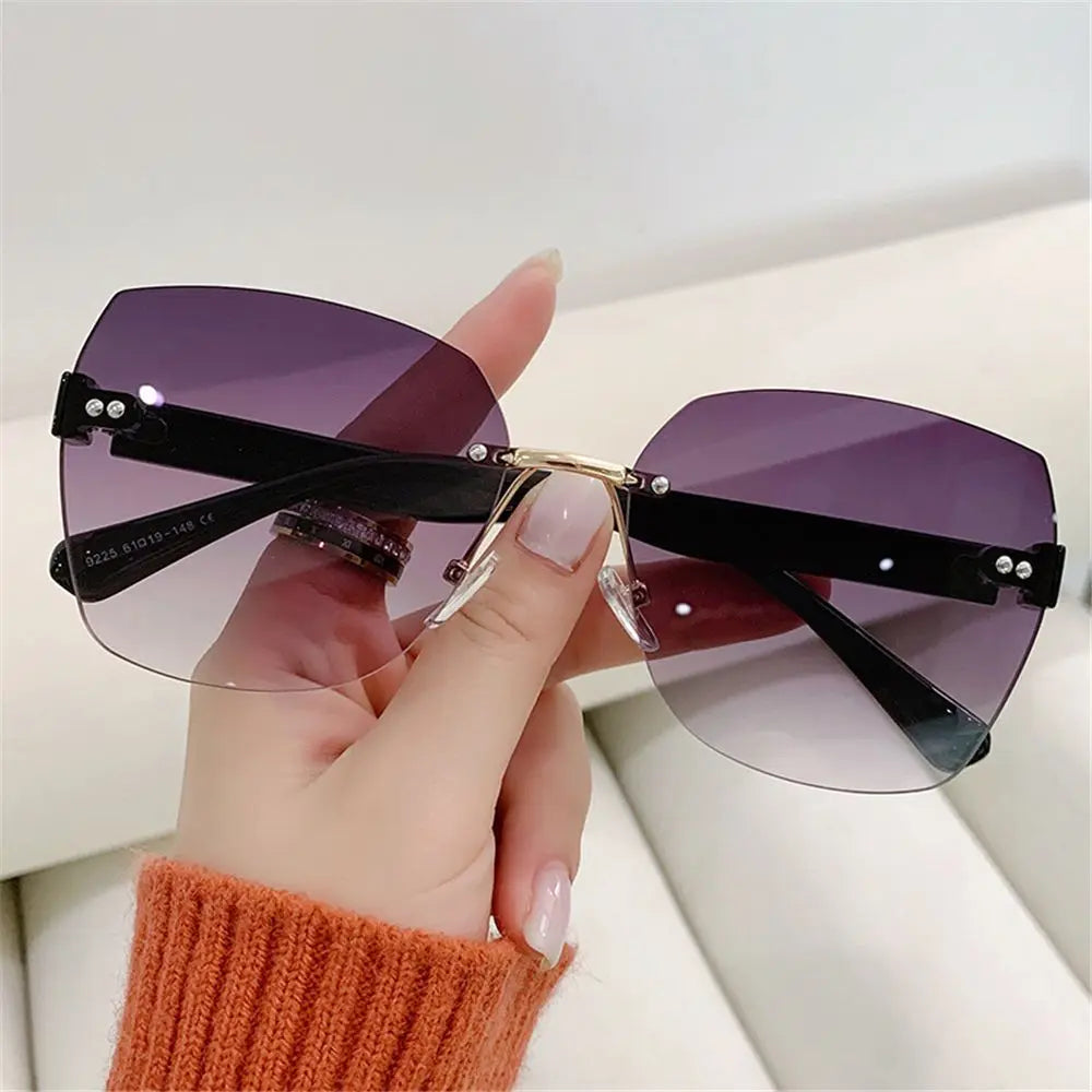 Fashion UV400 Vintage Rimless Sunglasses Frameless Sun Glasses Women Shades Gradient Sunglasses Vue